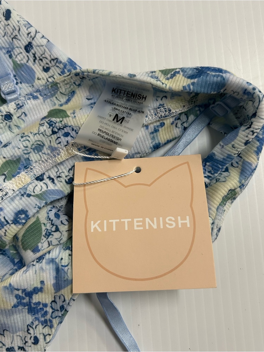Kittenish Blue Floral Bralette Size M NWT - Picture 3 of 4